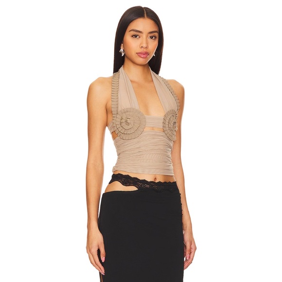 NWT Bec & Bridge Wave Crush Halter Top in Taupe - Picture 8 of 12